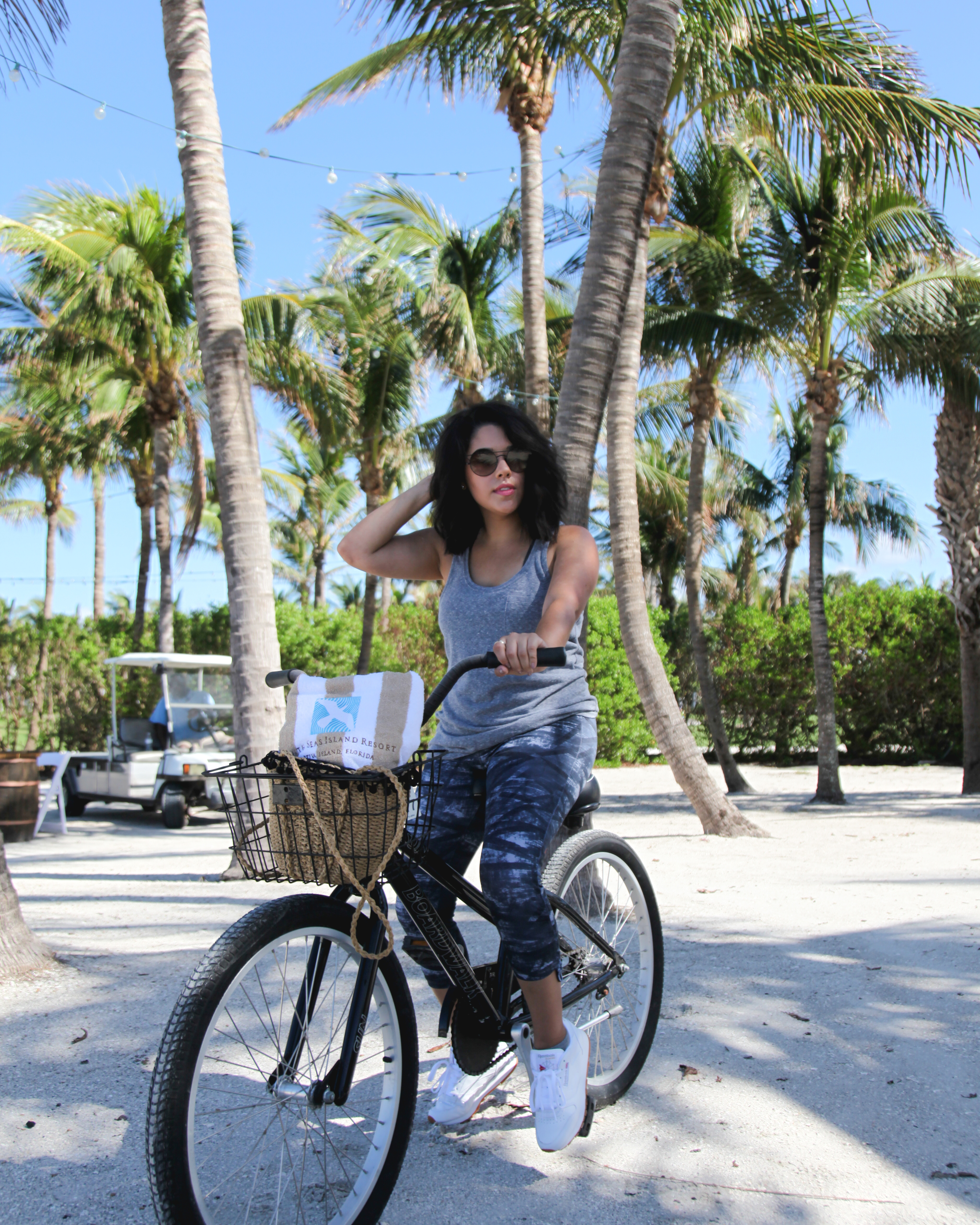 lifestyle blogger naty michele bike riding in jockey leggings 