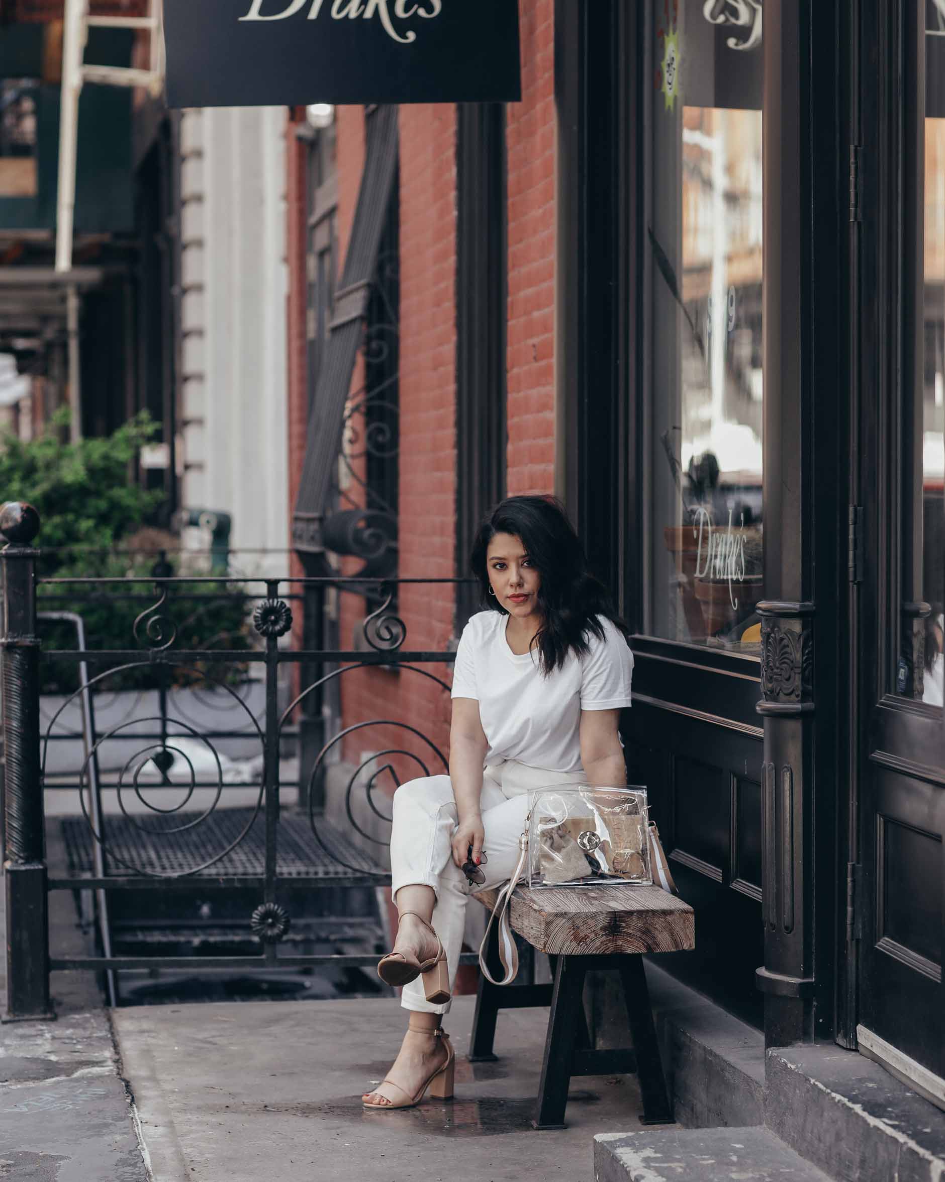 naty michele in soho ny wearing all white for we dress america