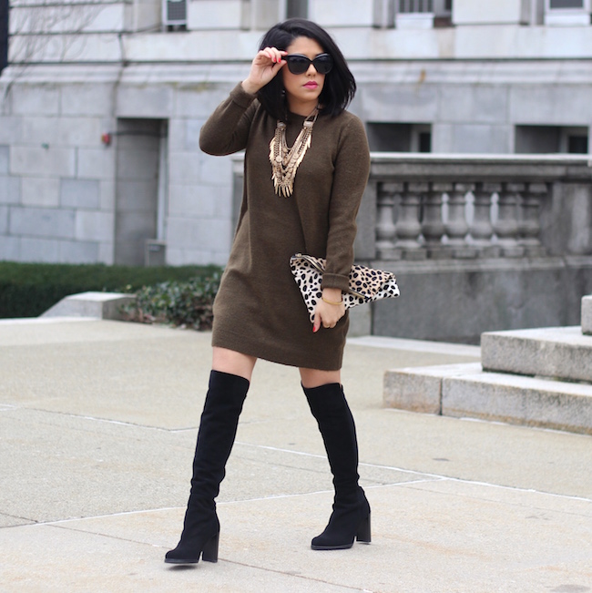 Sweater Dress + OTK Boots - Naty Michele