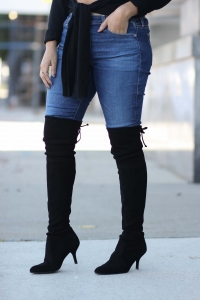 lifestyle blogger naty michele wearing ag jeans and stuart weitzman otk boots
