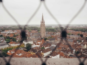 belfry tower view bruges belgium