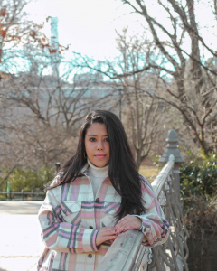 naty michele wearing shacket at central park